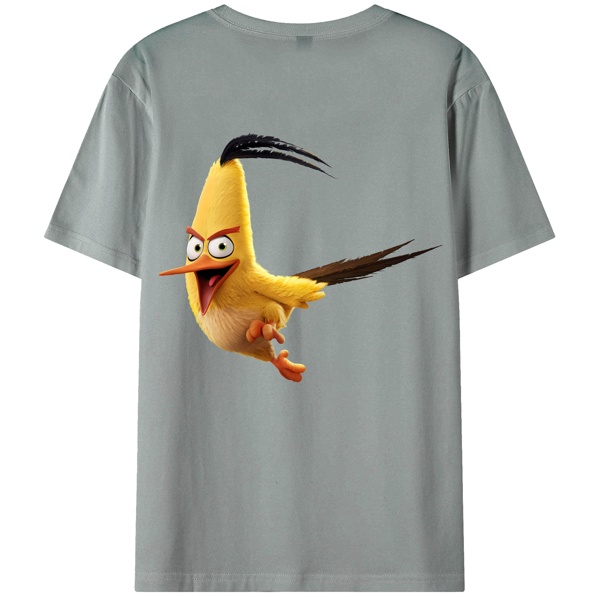 （画像用） Angry Birds アングリーバード 綿100％ メンズ半袖Tシャツ（バックプリント） 通気性